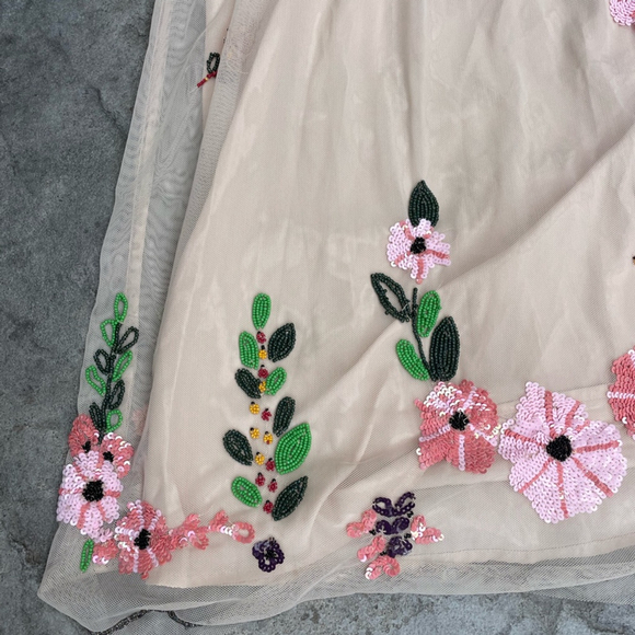 zara Floral Embroidered mesh beaded Dress - Picture 5 of 14